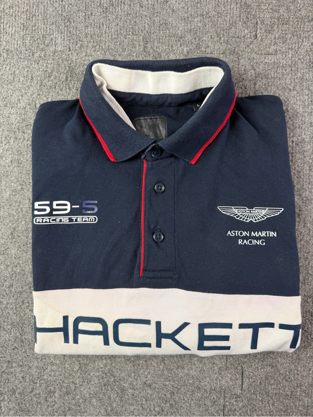Hackett London Aston Martin Racing Men Short Sleeve Polo Shirt Size L Multicolor